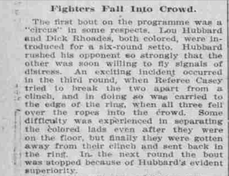 ***Lou Hubbard-Boxer-Foul Says Long And Quits fight-Hubbard and Rhoades-Morning Oregonian. (Portland, Or.) 1861-1937, January 22, 1910