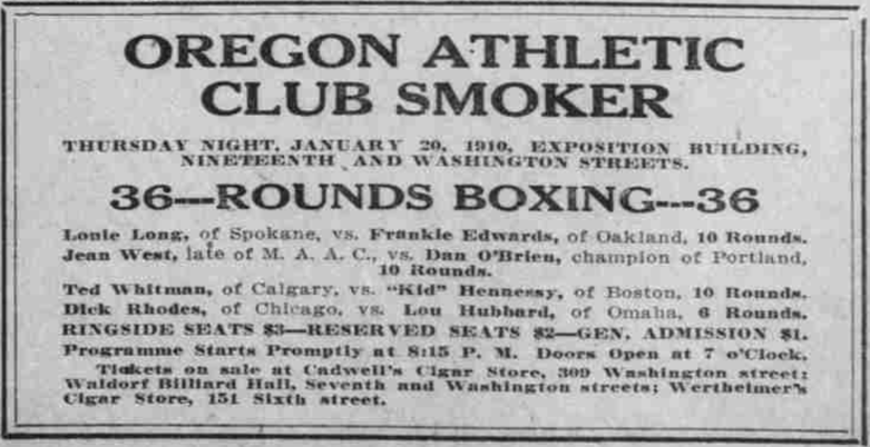 ***Lou Hubbard-Boxer-Oregon Athletic Club Smoker-Morning Oregonian. (Portland, Or.) 1861-1937, January 18, 1910