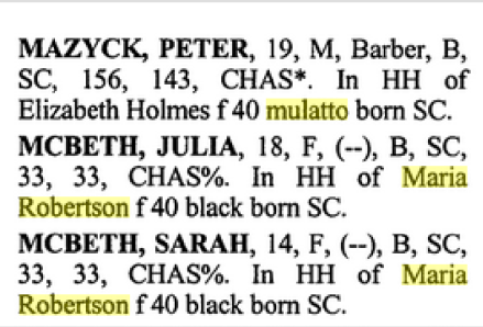 Free Blacks and Mulattos in South Carolina 1850 Census-i